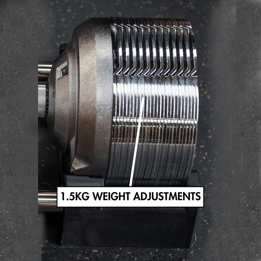 32.5kg Stealth Premium Adjustable Dumbbells - Chrome Edition (Pair)