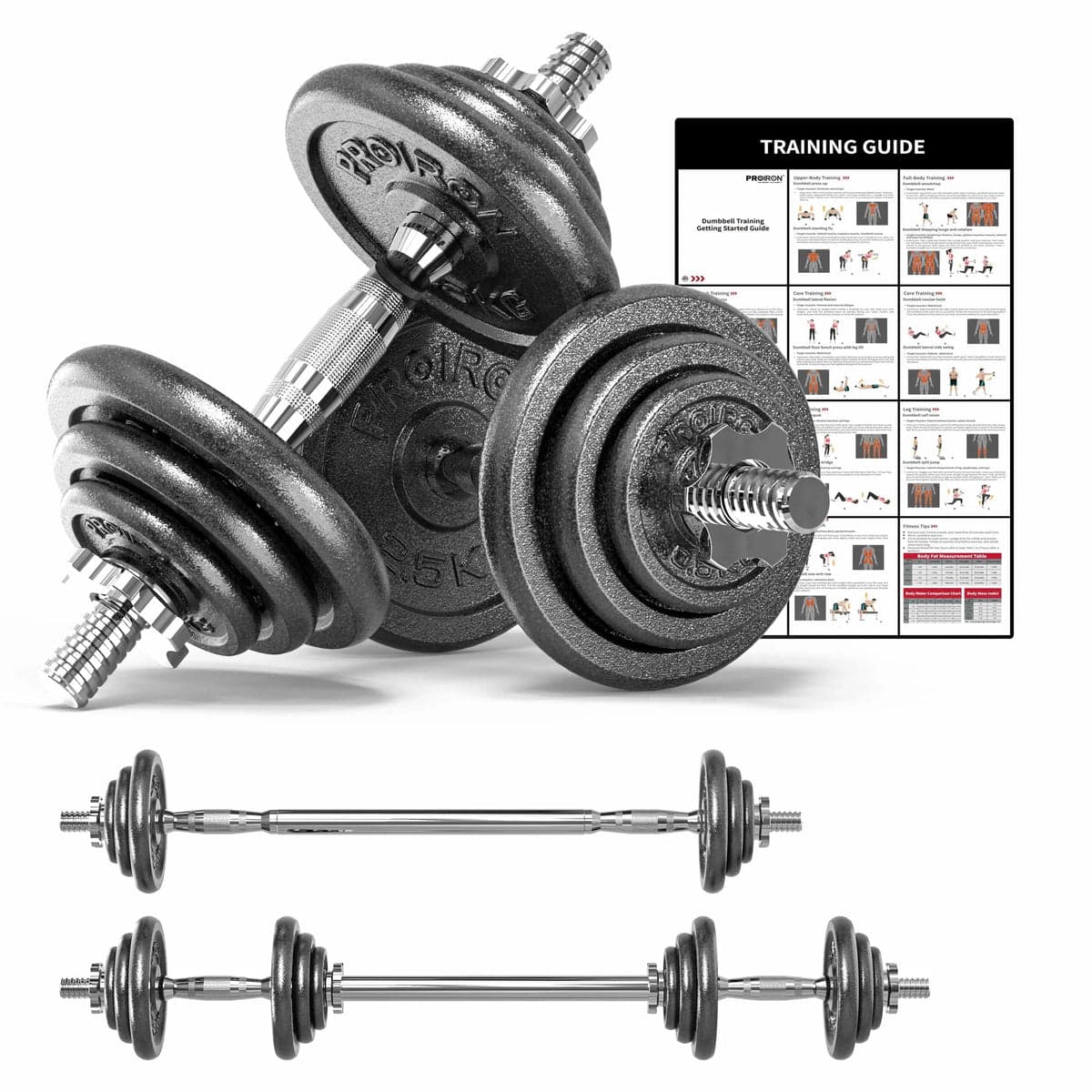 PROIRON Cast Iron Adjustable Dumbbell Set