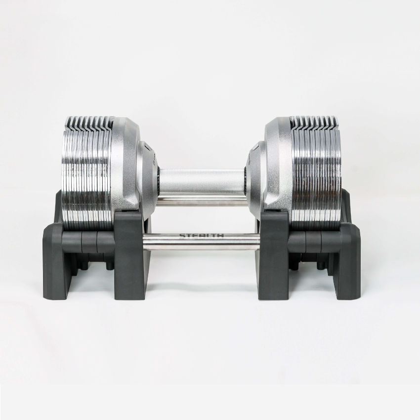 32.5kg Stealth Premium Adjustable Dumbbells - Chrome Edition (Pair)